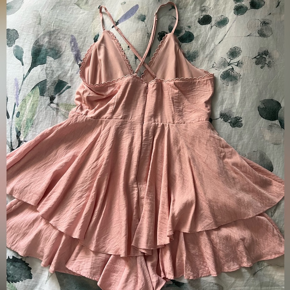 Francesca's Collections Pink Ruffled Jumpsuit